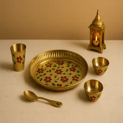 Brass Bhog Thali Set (Small) 1 Bhog Thali