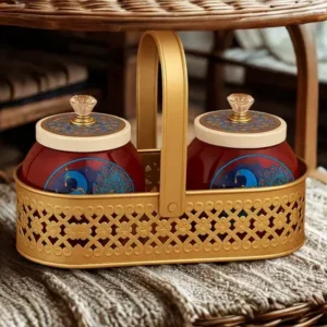 Brass Basket with Jar by Metals & Beyond