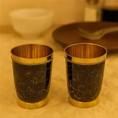 Brass Glass Black Set by Metals & Beyond