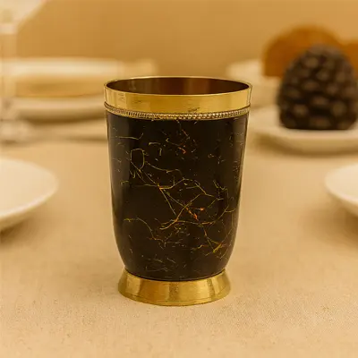 Brass Glass (Black-Set of 2) 2 Brass Glass Set of 2 by Metals & Beyond