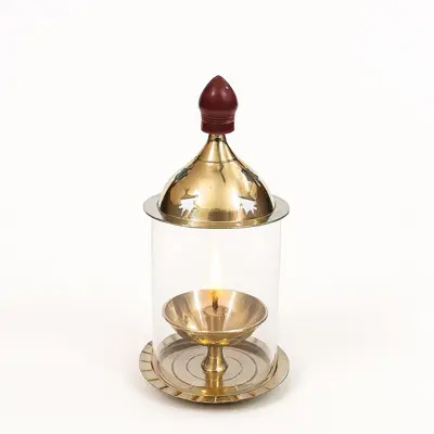 Small Chimney with Brass Diya 3 Chimney-Diya-White-Background