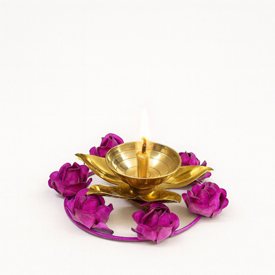 Brass Diya for Pooja - Flower Diya 3 FLOWER-DIYA