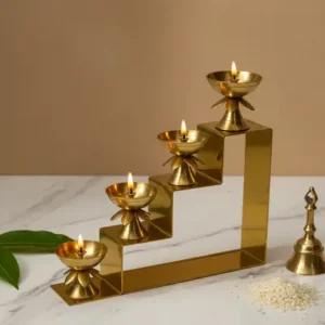 4 Step Brass Diya Set by Metals & Beyond